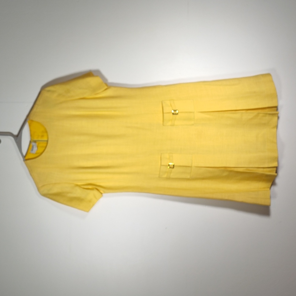 Haury‎ vintage yellow front pocket pleated dress 40/M